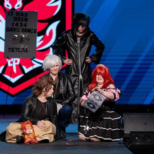 Riku, Kairi, Terra, Master of Masters from Kingdom Hearts
Cosplayers: Crazy Chibi Cosplay, Vlad Serket, Tim Lord Angel, Ash Knight Cosplay     
https://www.instagram.com/crazychibicosplay/
https://www.instagram.com/timlord_angel/
https://www.instagram.com/sarcasticbard/
https://www.instagram.com/chainedprince/