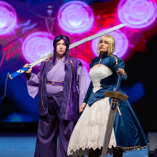 Saber and Assassin from Fate Stay/Night: Unlimited Blade Works
Cosplayer: Silvercrystal_cosplays
https://www.instagram.com/lady_silvernight/
https://www.instagram.com/_kneeslipper_/